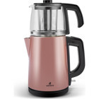 Karaca Tea Glass Cam Demlikli 1650 W Çelik Gövdeli Rose Gold Çay Makinesi