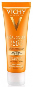 Vichy Capital Soleil Anti ve Dark Spots Tinted Renkli 50 Faktör Hassas Ciltler İçin Leke Karşıtı Ton Eşitleyici Yağlı Yüz Güneş Kremi 50 ml