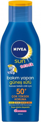 Nivea Sun Koruma & Bakım 50+ Faktör Yağlı Parabensiz Bebek Güneş Losyonu 200 ml