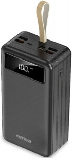 Kensa KP-44 50000 mAh Hızlı Şarj Işıklı Dijital Göstergeli Lightning Çoklu Kablolu Powerbank Siyah