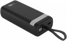 King Power Power KP-30 30000 mAh Hızlı Şarj Işıklı Dijital Göstergeli USB & Type C Çoklu Kablolu Powerbank Siyah