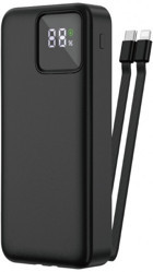 Wiwu JC-22 20000 mAh Hızlı Şarj Dijital Göstergeli USB & Type C Çoklu Kablolu Powerbank Siyah