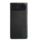 Powerway TX30 30000 mAh Hızlı Şarj Işıklı Dijital Göstergeli Lightning Çoklu Kablolu Powerbank Siyah