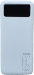 Powerway TX60 60000 mAh Hızlı Şarj Işıklı Dijital Göstergeli Lightning Çoklu Kablolu Powerbank Beyaz