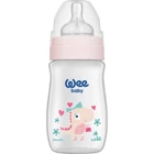Wee Baby Klasik Plus Polipropilen Gaz Yapmayan Antikolik Yenidoğan Yavaş Akışlı Kulpsuz 0-6 Ay Desenli Pembe Yuvarlak Uçlu Bebek Biberon 250 ml