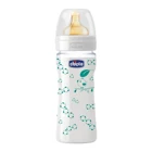 Chicco Well-Being Cam Gaz Yapmayan Antikolik Yenidoğan Orta Akışlı Kulpsuz 0+ Ay Desenli Şeffaf Yuvarlak Uçlu Bebek Biberon 240 ml