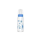 Wee Baby KOD-140 Cam Gaz Yapmayan Antikolik Kulpsuz Desenli Mavi Yuvarlak Uçlu Bebek Biberon 180 ml