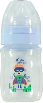 Wee Baby 135 Polipropilen Yenidoğan Yavaş Akışlı Kulplu 0-3 Ay Desenli Renkli Yuvarlak Uçlu Bebek Biberon 150 ml