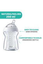 Chicco Vetro Glass Natural Feeling Cam Gaz Yapmayan Antikolik Yenidoğan Orta Akışlı Kulpsuz 0+ Ay Desenli Şeffaf Yuvarlak Uçlu Bebek Biberon 250 ml