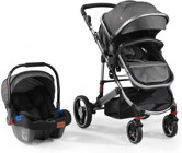 Baby2Go 2039 Star Plus Çift Yönlü Katlanabilir 360 Derece Dönen Tam Yatar Kabin Tipi Travel Sistem Bebek Arabası Gri