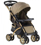 Babyhope BH-609 Polo Çift Yönlü Katlanabilir Tek Elle Kapanan 360 Derece Dönen Tam Yatar Puset Bebek Arabası Kahverengi