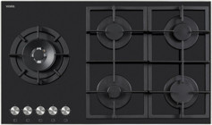 Vestel AO-91159 YS-DW Wok Gözlü Siyah Cam 5 Gözlü Doğalgazlı Ankastre Ocak
