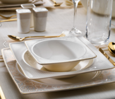 Schafer Glamor Point BYZ03 60 Parça 12 Kişilik Desenli Porselen Kare Yemek Takımı