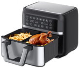 GoldMaster Doublefry GM-7489 Airfryer 9 lt İki Hazneli Yağsız Sıcak Hava Fritözü Gümüş
