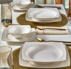 Güral Porselen Bonenjoy 8 Parça 2 Kişilik Desenli Porselen Kare Yemek Takımı