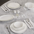 Karaca Streamline Meridian Platin 59 Parça 12 Kişilik Desenli Fine Bone Yuvarlak Yemek Takımı