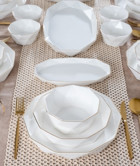 Acar Diamond Collection 34 Parça 6 Kişilik Desenli Porselen Asimetrik Yemek Takımı