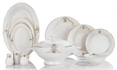 Schafer Lisa ALT03 60 Parça 12 Kişilik Desenli Bone China Yuvarlak Yemek Takımı