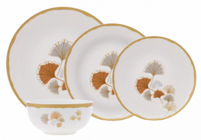 Karaca Gingko 18 Parça 6 Kişilik Desenli Porselen Yuvarlak Yemek Takımı