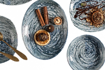 Porland Ethos Vortex 21 Parça 6 Kişilik Desenli Porselen Yuvarlak Yemek Takımı