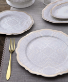 Pierre Cardin Nerissa 60 Parça 12 Kişilik Desenli Bone China Yuvarlak Yemek Takımı