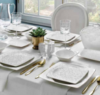 Pierre Cardin Mosaic 60 Parça 12 Kişilik Desenli Bone China Kare Yemek Takımı