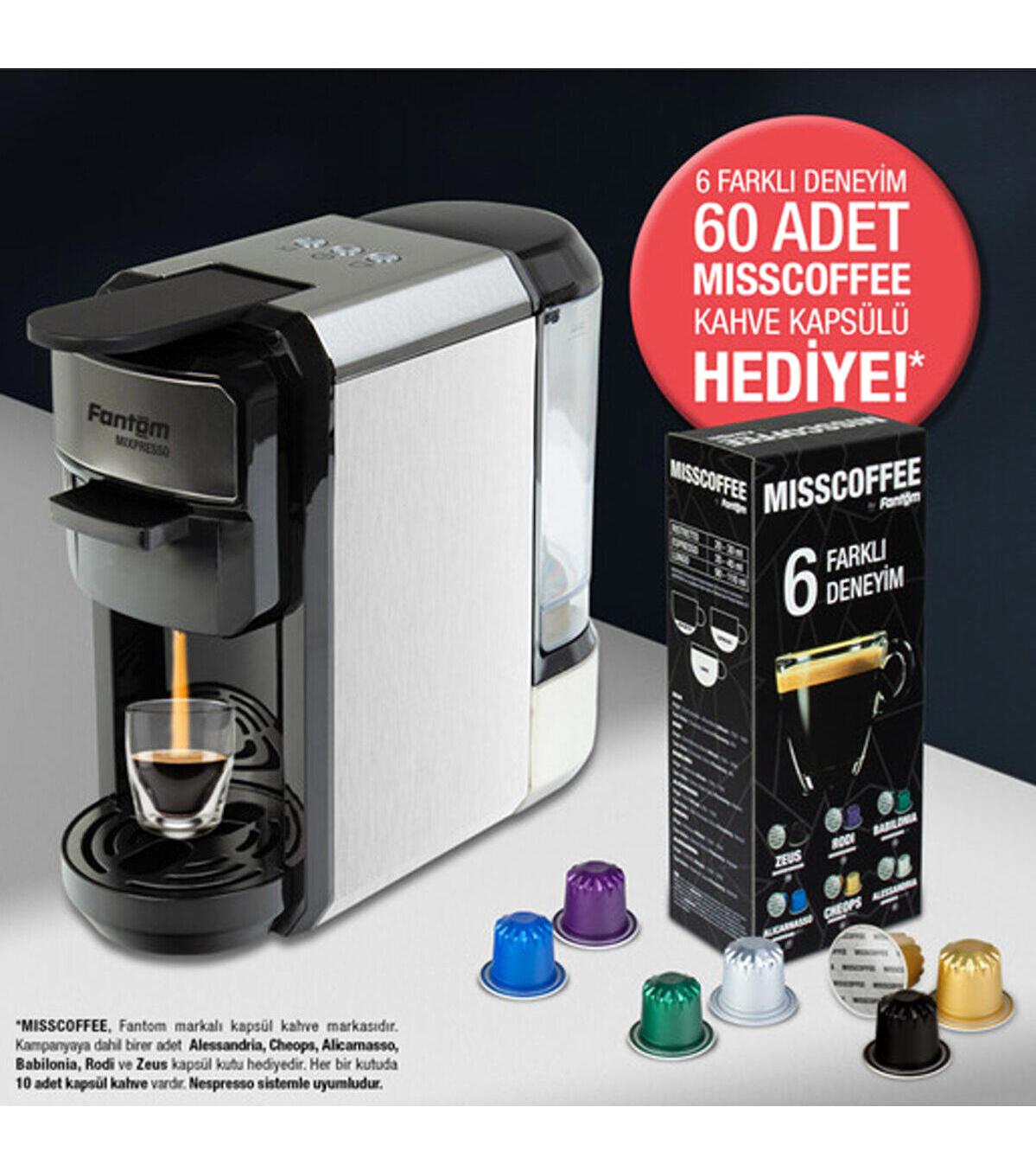 Fantom Mixpresso Ks 1450 Metal Filtreli 600 ml Hazneli Akıllı 1450 W Sİyah Filtre Kahve Makinesi