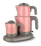 Korkmaz A353-02 Mia Otomatik Çelik Demlikli 1600 W Çelik Gövdeli Pembe Çay Makinesi