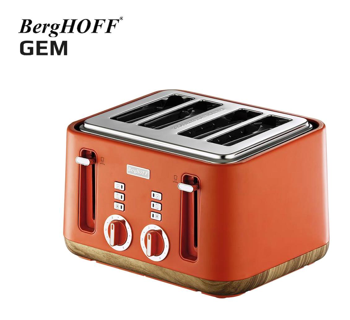 Berghoff Gem Natural 4 Dilim Kırıntı Tepsili 1640 W Turuncu Ekmek Kızartma Makinesi