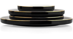 Schafer Adel Black 56 Parça 12 Kişilik Bone China Porselen Yuvarlak Yemek Takımı
