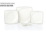 Pierre Cardin Kayle Silver 58 Parça 12 Kişilik Bone China Porselen Yuvarlak Yemek Takımı