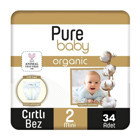 Pure Baby 2 Numara Organik Cırtlı Bebek Bezi 34 Adet