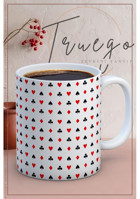 Truego Baskılı Kupa Bardak Seramik Mug - Karo Desen
