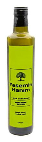 Yasemin Hanım Soğuk Sıkım Organik Polifenolsüz Erken Hasat Cam Sızma Zeytinyağı 500 ml