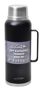 Nurgaz Çift Katmanlı Paslanmaz Çelik 2.6 lt Outdoor Termos Siyah