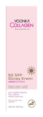 Voonka Collagen 50 Faktör Tüm Ciltler İçin Nemlendirici Suya Dayanıklı Yüz Güneş Kremi 150 ml