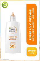 Garnier Ambre Solaire Super 50 Faktör İçin Leke Karşıtı Nemlendirici Yaşlanma Karşıtı Suya Dayanıklı Yüz Güneş Kremi 40 ml