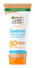 Garnier Ambre Solaire Sensitive Advanced Milk 50 Faktör Tüm Ciltler İçin Nemlendirici Suya Dayanıklı Yüz Güneş Kremi 175 ml