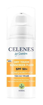 Celenes Herbal Dry Touch 50 Faktör İçin Leke Karşıtı Nemlendirici Yaşlanma Karşıtı Yüz ve Vücut Güneş Kremi 50 ml
