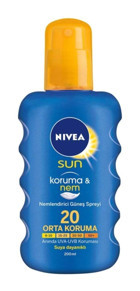 Nivea Sun 20 Faktör Tüm Ciltler İçin Nemlendirici Suya Dayanıklı Yüz ve Vücut Güneş Kremi 200 ml
