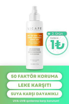 Licape 50 Faktör İçin Leke Karşıtı Nemlendirici Yaşlanma Karşıtı Suya Dayanıklı Yüz ve Vücut Güneş Kremi 200 ml