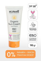 Ecowell 50 Faktör İçin Nemlendirici Suya Dayanıklı Yüz ve Vücut Güneş Kremi 110 gr