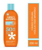 Arko 50 Faktör İçin Nemlendirici Suya Dayanıklı Yüz ve Vücut Güneş Losyonu 200 ml