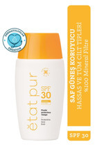 Etat Pur Protective Mineral Fluid 30 Faktör İçin Leke Karşıtı Nemlendirici Yaşlanma Karşıtı Yağsız Suya Dayanıklı Yüz ve Vücut Güneş Kremi 40 ml