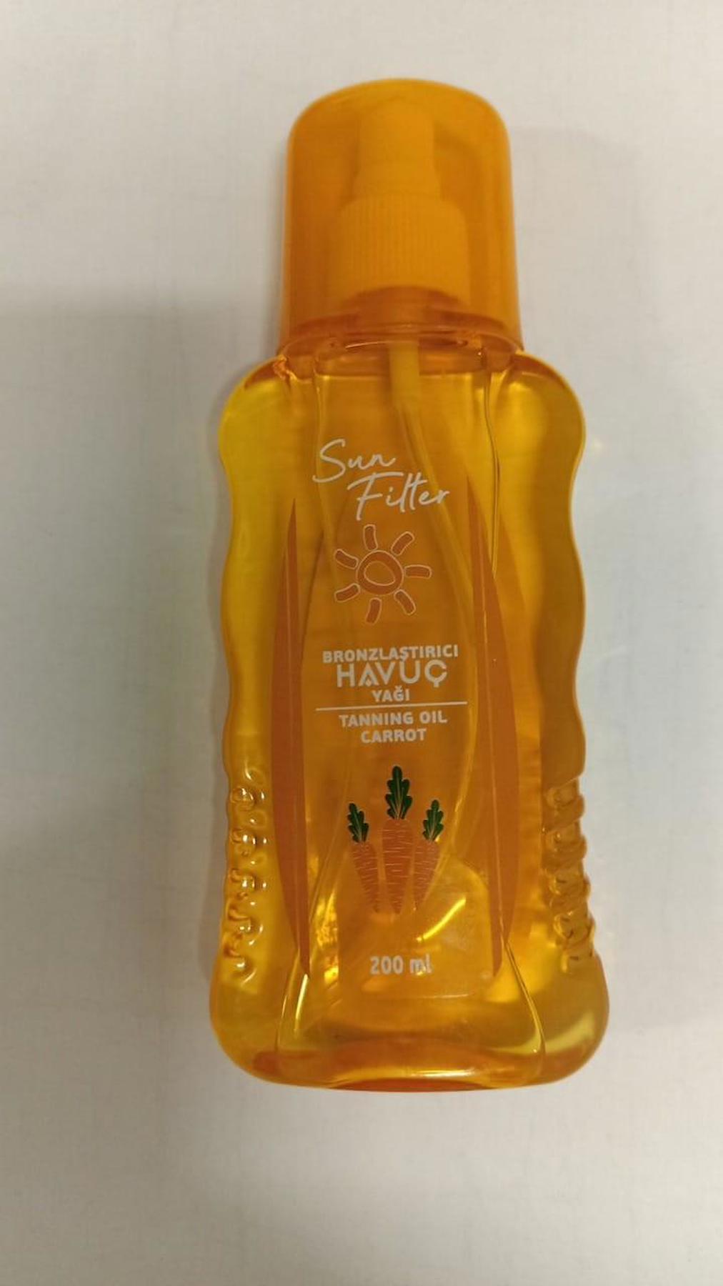 Sun Filter Havuç Vücut İçin Güneşsiz Bronzlaştırıcı Yağ 200 ml