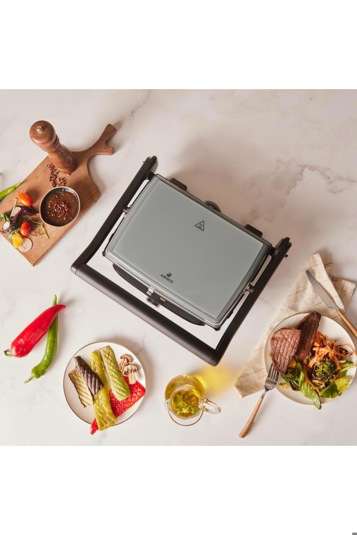 Karaca Gastro Grill Ultra Premium 6 Dilim Granit Kaplama Çıkartılabilir Plaka Antrasit Izgara Tost Makinesi