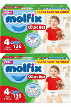 Molfix Ultra Avantaj 4 Numara Organik Külot Bebek Bezi 136 Adet