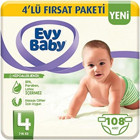 Evy Baby Maxi 4 Numara Organik Cırtlı Bebek Bezi 108 Adet