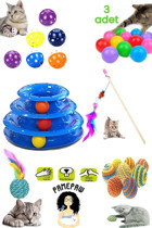 Çağrı Petshop Sesli Tüylü Yakalama Yavru-Yetişkin Çıngırak-Top-Olta Kedi Oyuncağı