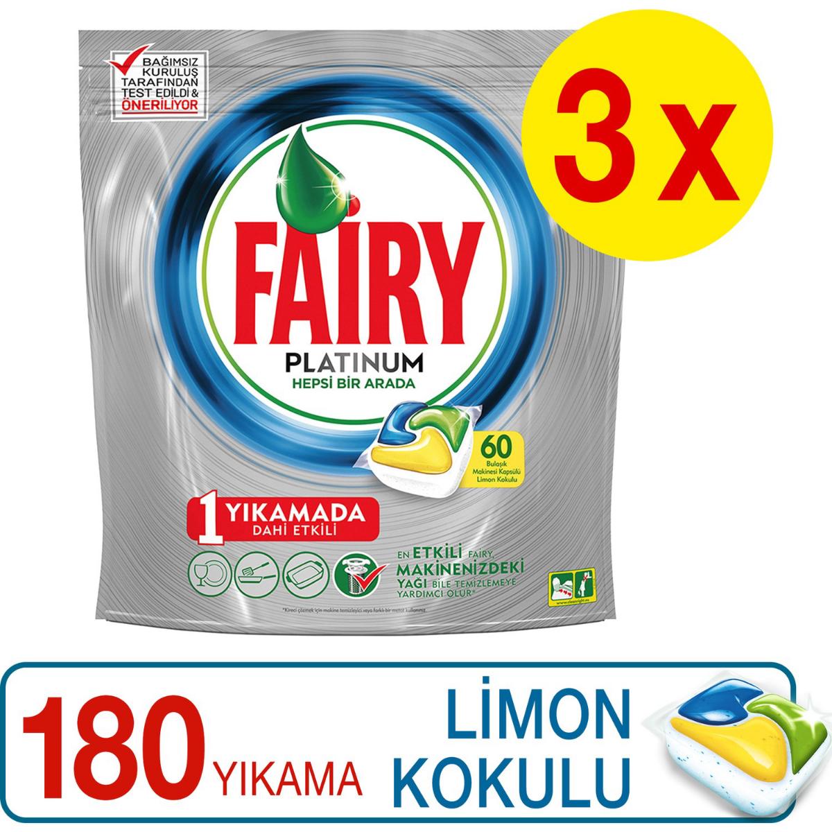 Fairy Platinum Limon Kokulu Tablet Bulaşık Makinesi Deterjanı 180 Adet